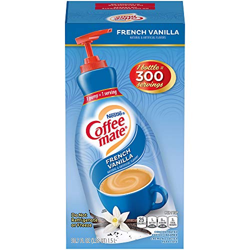 7753694159693 - NESTLE COFFEE MATE COFFEE CREAMER, FRENCH VANILLA, CONCENTRATED LIQUID PUMP BOTTLE, NON DAIRY, NO REFRIGERATION, 50.7 OUNCES