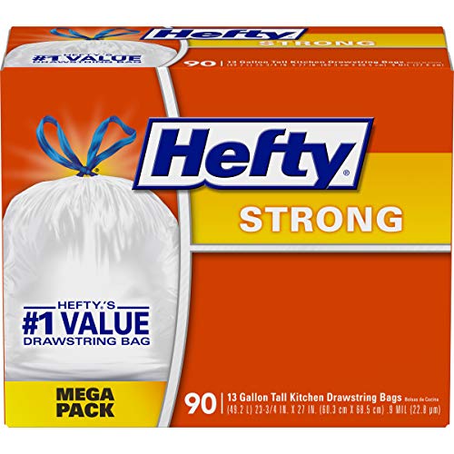 7753694542839 - HEFTY STRONG TALL KITCHEN DRAWSTRING TRASH BAGS (90-COUNT BAGS)