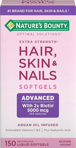7753700069053 - NATURES BOUNTY RAPID RELEASE SOFTGELS, ARGAN-INFUSED VITAMIN SUPPLEMENT WITH BIOTIN AND HYALURONIC ACID, SUPPORTS HAIR, SKIN, AND NAIL HEALTH FOR WOMEN, 150 COUNT