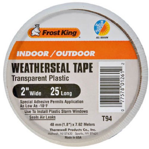 0077578012612 - FROST KING T94H CLEAR PLASTIC WEATHER-SEAL TAPE 2-INCH BY 25-FEET, CLEAR