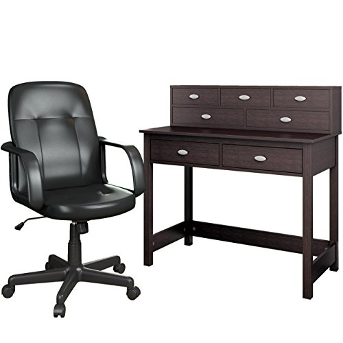 0776069995815 - CORLIVING WFP-870-Z1 FOLIO 2 PIECE MODERN WENGE DESK AND OFFICE CHAIR SET