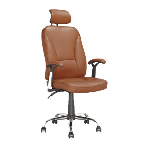 0776069996140 - CORLIVING LOF-699-O EXECUTIVE OFFICE CHAIR, LIGHT BROWN LEATHERETTE