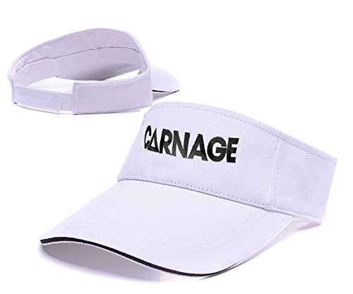 7773785208505 - ZHHUA DJ CARNAGE LOGO ADJUSTABLE EMBROIDERY TENNIS GOLF BASEBALL HAT SUN VISOR CAP WHITE