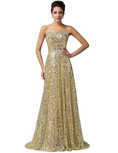7775636195903 - ZITONGFY(TM) WOMEN'S BRILLIANT BEADINGS GOLDEN SEQUINS GOWN PROM DRESSES