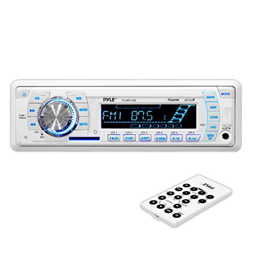 0777779151928 - PYLE PLMR19W STEREO RADIO HEADUNIT RECEIVER, AUX (3.5MM) MP3 INPUT, USB FLASH & SD CARD READERS, REMOTE CONTROL, WEATHERBAND, SINGLE DIN (WHITE)