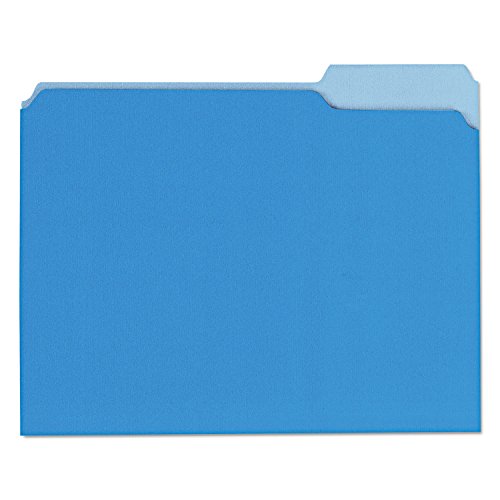 0777780435864 - UNIVERSAL RECYCLED INTERIOR FILE FOLDERS, 1/3 CUT TOP TAB, LETTER, BLUE, 100/BOX