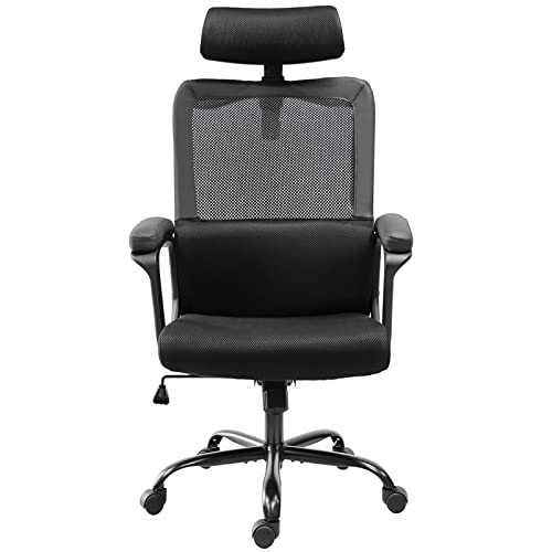 7780969029023 - OFFICE CHAIR, ERGONOMIC DESK CHAIR MESH COMPUTER CHAIR HIGH-BACK EXECUTIVE CHAIR WITH ADJUSTABLE HEADREST, LUMBAR SUPPORT AND PADDED ARMREST FOR OFFICE HOME (BLACK)