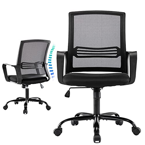7780969029580 - OFFICE DESK CHAIR, ERGONOMIC MESH COMPUTER CHAIR, MID BACK ROLLING SWIVEL ADJUSTABLE HOME OFFICE TASK CHAIR WITH ARMRESTS