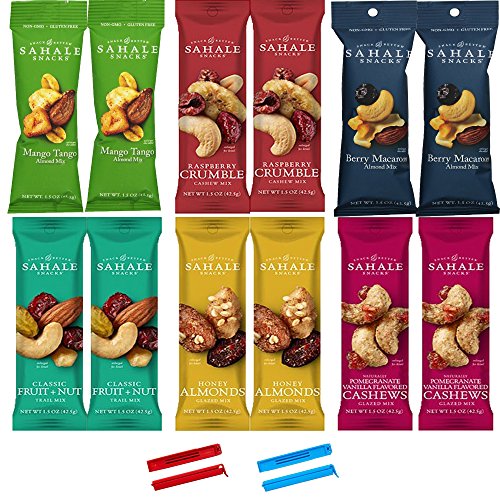0778554476861 - SAHALE SNACKS ALL NATURAL NUT BLENDS GRAB AND GO VARIETY PACK (1.5 OZ X 12 PACKS) WITH 2 X 2 SNACK CLIPS