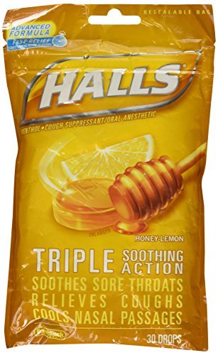 0778894679229 - COS5 HALLS HONEY LEMON FLAVOR OF TRIPLE SOOTHING ACTION FAST RELIEF COUGH SUPPRESSANT - 30 COUGH DROPS BY HALLS