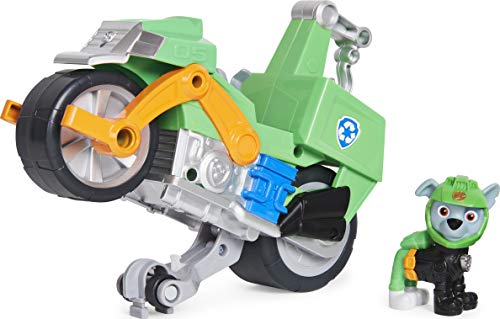 0778988330432 - PAW PATROL, MOTO PUPS ROCKY’S DELUXE PULL BACK MOTORCYCLE VEHICLE WITH WHEELIE FEATURE AND TOY FIGURE