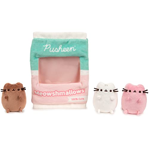 0778988433799 - GUND PUSHEEN MEOWSHMALLOWS BAG OF TREATS WITH REMOVABLE MINI PLUSH, STUFFED ANIMALS FOR AGES 8 AND UP, PINK/GREEN,7.5”