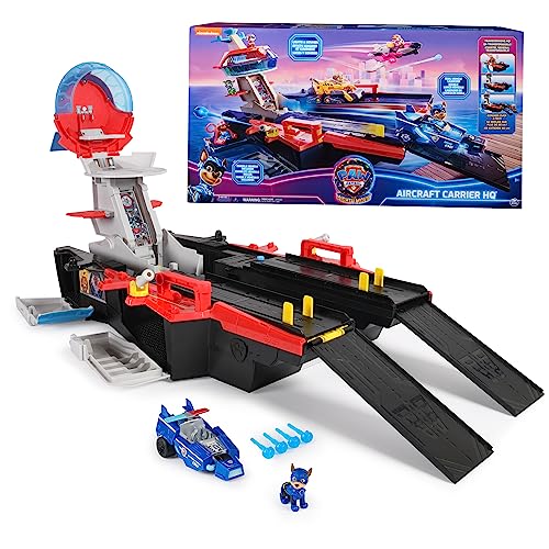 0778988486887 - PAW PATROL: THE MIGHTY MOVIE, AIRCRAFT CARRIER HQ, WITH CHASE ACTION FIGURE AND MIGHTY PUPS CRUISER, KIDS TOYS FOR BOYS & GIRLS 3+