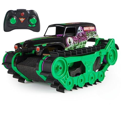 0778988500002 - MONSTER JAM, OFFICIAL GRAVE DIGGER TRAX ALL-TERRAIN REMOTE CONTROL OUTDOOR VEHICLE, 1:15 SCALE, KIDS TOYS FOR BOYS AND GIRLS AGES 4 AND UP