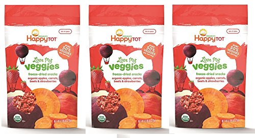 0779205375922 - HAPPYTOT LOVE MY VEGGIES ORGANIC FREEZE-DRIED SNACKS, APPLES/CARROTS/BEETS/STRAWBERRIES, 0.88 OUNCE (SET OF 3 POUCHES)
