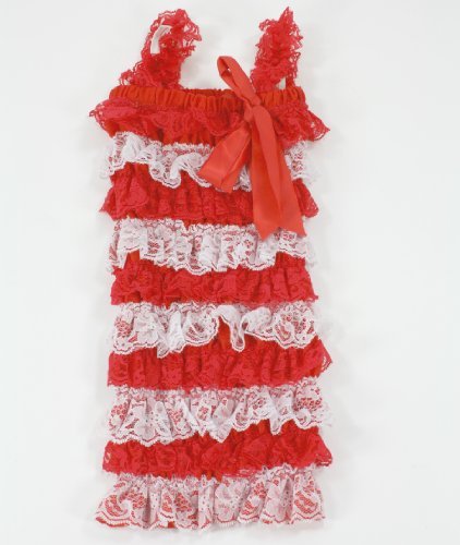 7797478144574 - LACE RUFFLE PETTI ROMPER FOR INFANT TO 2-4T (LARGE (1-2 YEARS), RED/WHITE) SIZE: LARGE (1-2 YEARS) COLOR: RED/WHITE, MODEL:
