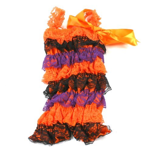 7797478144611 - BABY TODDLER LACE RUFFLE PETTI ROMPER FOR INFANT TO 2-4T (MEDIUM (6-12 MONTHS), ORANGE/BLACK/PURPLE) SIZE: MEDIUM (6-12 MONTHS) COLOR: ORANGE/BLACK/PURPLE, MODEL: