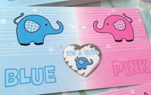 7797478154634 - ELEPHANT BLUE PINK GENDER REVEAL THE SEX GIRL BOY BABY SHOWER SCRATCH OFF GAME CARD TICKET FAVOR (BLUE~ BOY) COLOR: BLUE~ BOY, MODEL: