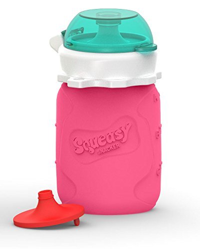 7797478180404 - SQUEASY SNACKER 3.5OZ SILICONE REUSABLE FOOD POUCH - PINK SIZE: 3.5OZ COLOR: PINK, MODEL: