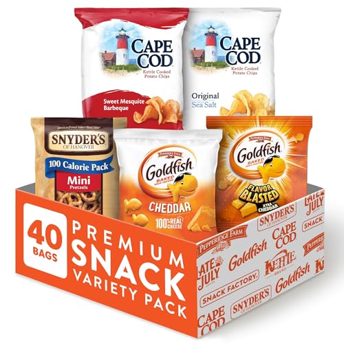 0077975096031 - GOLDFISH CRACKERS, SNYDERS OF HANOVER PRETZELS, AND CAPE COD POTATO CHIPS PREMIUM SNACK VARIETY PACK FOR ADULTS AND KIDS, 40 COUNT