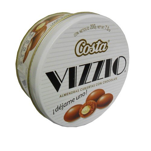 7802215104060 - VIZZIO ALMONDS IN MILK CHOCOLATE BY COSTA. 200GR CAN