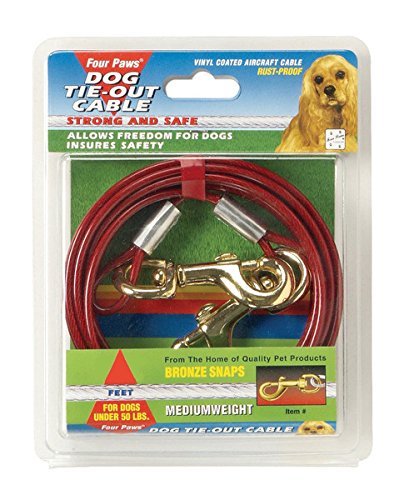 0780231565065 - FOUR PAWS RED 30 FOOT MEDIUM WEIGHT DOG TIE OUT CABLE