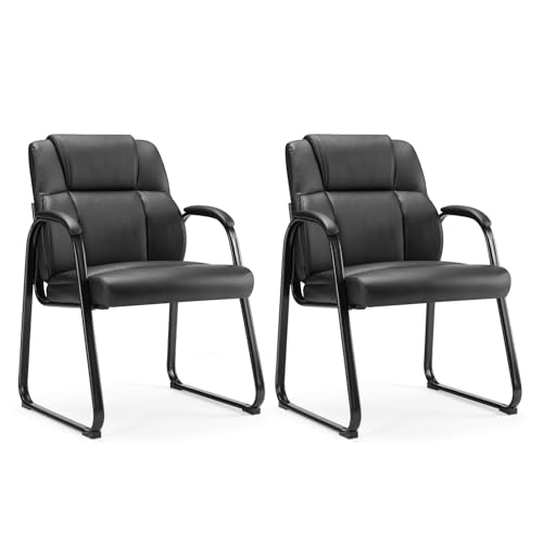 0780374269752 - SWEETCRISPY WAITING ROOM CHAIRS SET OF 2, LEATHER STATIONARY OFFICE GUEST CHAIR NO WHEELS, COMFY PADDED ARMS AND SELD BASE, FOR RECEPTION AREA CONFERENCE ROOM LOBBY HOME COMPUTER DESK BEDROOM ELDERLY