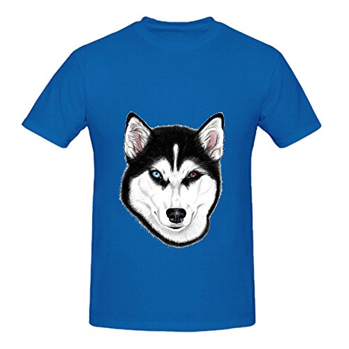 7804752181009 - HUSKY DIFFERENT EYES MENS CREW NECK CUSTOMIZED SHIRTS BLUE