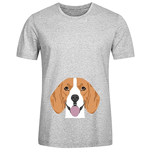 7804752199738 - LENON BEAGLE GIFTS FOR PET MENS CREW NECK CUSTOMIZED T SHIRTS GREY
