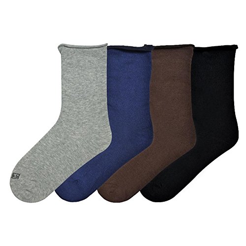 0780512223486 - K. BELL WOMEN'S SOCKS RELAXED ROLL TOP 4PAIRS (BLACK/BROWN/NAVY/GRAY)