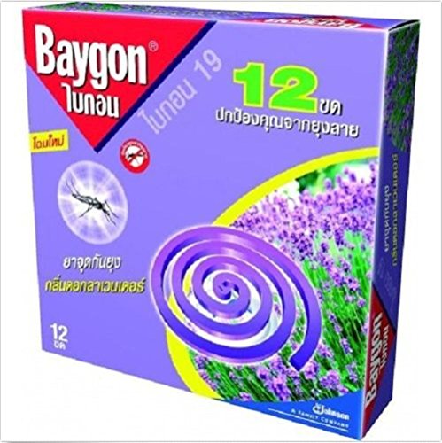 0078074391171 - BAYGON ANTI MOSQUITO REPELLER 12 COILS LAVENDER FRAGRANCE INCENSE 144 G.