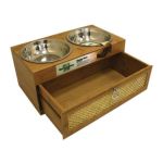 0780824110559 - JUST THE RIGHT HEIGHT BAMBOO BISTRO DOUBLE FEEDER WITH DRAWER