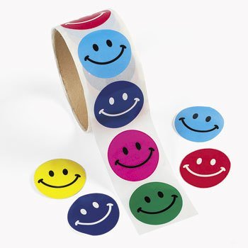 0780984108724 - 100 SMILE FACE ROLL STICKERS, 1 ROLL