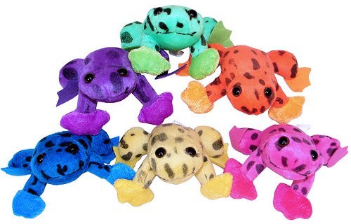 0780984381776 - PLUSH SPOTTED NEON FROGS (1 DZ)