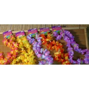 0780984684396 - FUN EXPRESS 12 HAWAIIAN RUFFLED SIMULATED SILK FLOWER LEIS NOVELTY (1 DOZEN)