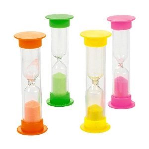 0780984877361 - 3 MINUTE PLASTIC COLORED SAND TIMER - 12 PACK