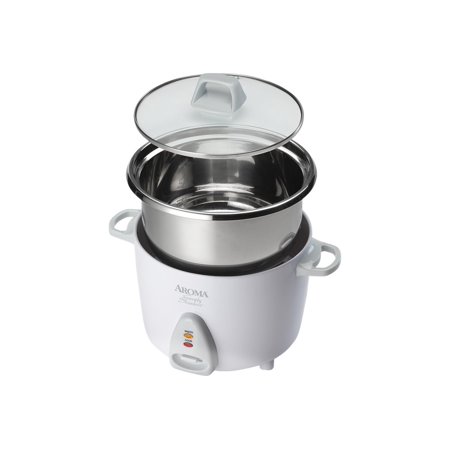 0781147096643 - AROMA SIMPLY STAINLESS 6-CUP (COOKED) (3-CUP UNCOOKED) RICE COOKER, STAINLESS STEEL INNER POT (ARC-753SG)