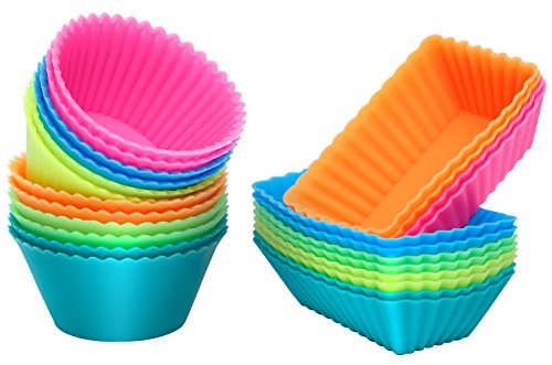 0781147378169 - IPOW SILICONE CUPCAKE BAKING MUFFIN CUPS LINERS MOLDS SETS,24PACK