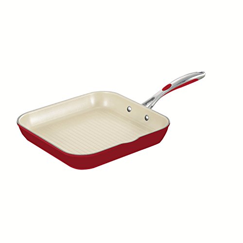 0781147882703 - TRAMONTINA 80110/060DS GOURMET CERAMICA 01 DELUXE SQUARE GRILL PAN, 11-INCH, METALLIC RED