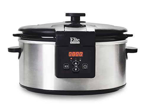 0781147976679 - ELITE PLATINUM MST-6013D MAXI-MATIC 6 QUART PROGRAMMABLE SLOW COOKER WITH LOCKING LID, BLACK (STAINLESS STEEL)