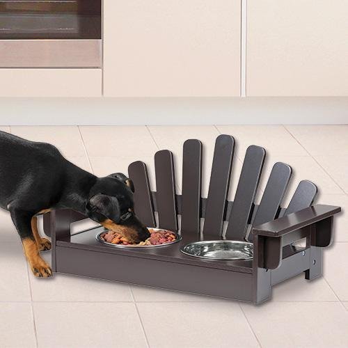0781163778011 - ADIRONDACK WOODEN PET FEEDER WITH STAINLESS STEEL BOWLS BY WHOLESALE AUCTION HOUSE