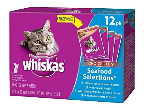 0781163861676 - WHISKAS CHOICE CUTS SEAFOOD SELECTIONS VARIETY PACK WET CAT FOOD 3 OUNCES (FOUR 12-COUNT BOXES) BY WHISKAS