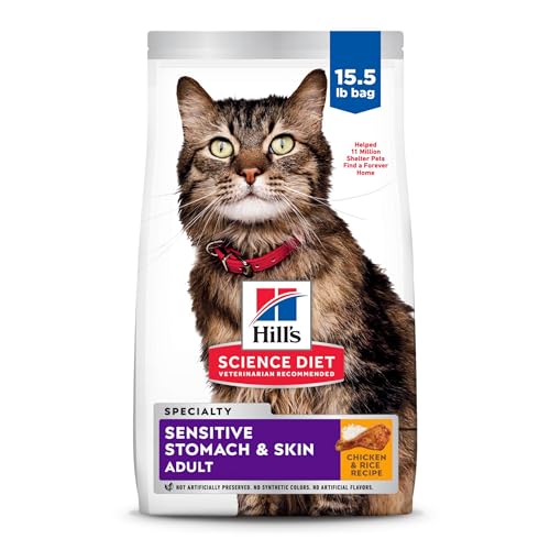 0781163896524 - HILL'S SCIENCE DIET ADULT SENSITIVE STOMACH & SKIN DRY CAT FOOD - 15.5 -POUND BAG