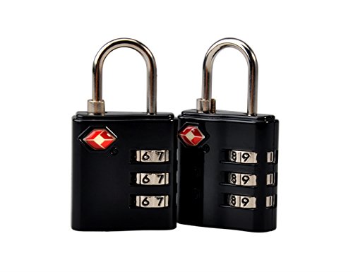 0781171107964 - ONEPLUS TSA APPROVED LUGGAGE LOCKS 3 DIGIT COMBINATION PADLOCK TRAVEL LOCK FOR SUITCASES BACKPACKS (2 PACK, BLACK)