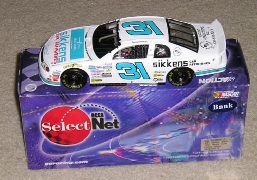 0781317480661 - BUSCH GRAND NATIONAL 1997 DALE EARNHARDT JR #31 WHITE & BLUE SIKKENS CAR REFINISHES CHEVROLET MONTE CARLO 1/24 SCALE DIECAST CLEAR WINDOW BANK CWB CAR ACTION PERFORMANCE RCCA SELECT NET