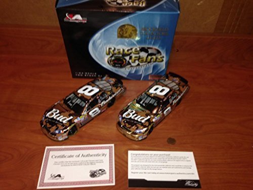 0781317647057 - 2007 DALE EARNHARDT JR #8 BUDWEISER CAMO CAMOFLAGUE AMERICAN HEROES 1/24 SCALE DIECAST TWO CAR SET CHROME & COLOR CHROME COLORCHROME HOOD OPENS, TRUNK DOES NOT OPEN BROOKFIELD GUILD