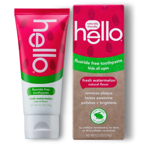 0781549675613 - HELLO ORAL CARE KIDS FLUORIDE FREE TOOTHPASTE, NATURAL WATERMELON, 4.2 OUNCE