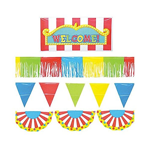 0781624357571 - SUPER FUN OUTDOOR CARNIVAL GIANT DECORATING KIT BIRTHDAY PARTY GAME, RED/YELLOW/BLUE/KIWI