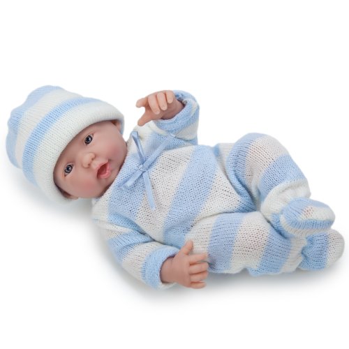 0781624413109 - MINI LA NEWBORN BOUTIQUE - REALISTIC 9.5 ANATOMICALLY CORRECT REAL BOY BABY DOLL DRESSED IN BLUE - ALL VINYL OPEN MOUTH DESIGNED BY BERENGUER - MADE IN SPAIN