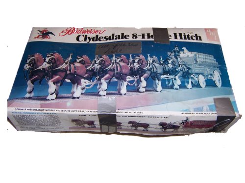 0781624657213 - VINTAGE BUDWEISER CLYDESDALE 8 HORSE HITCH WAGON 1/20 SCALE MODEL KIT BY AMT CORP